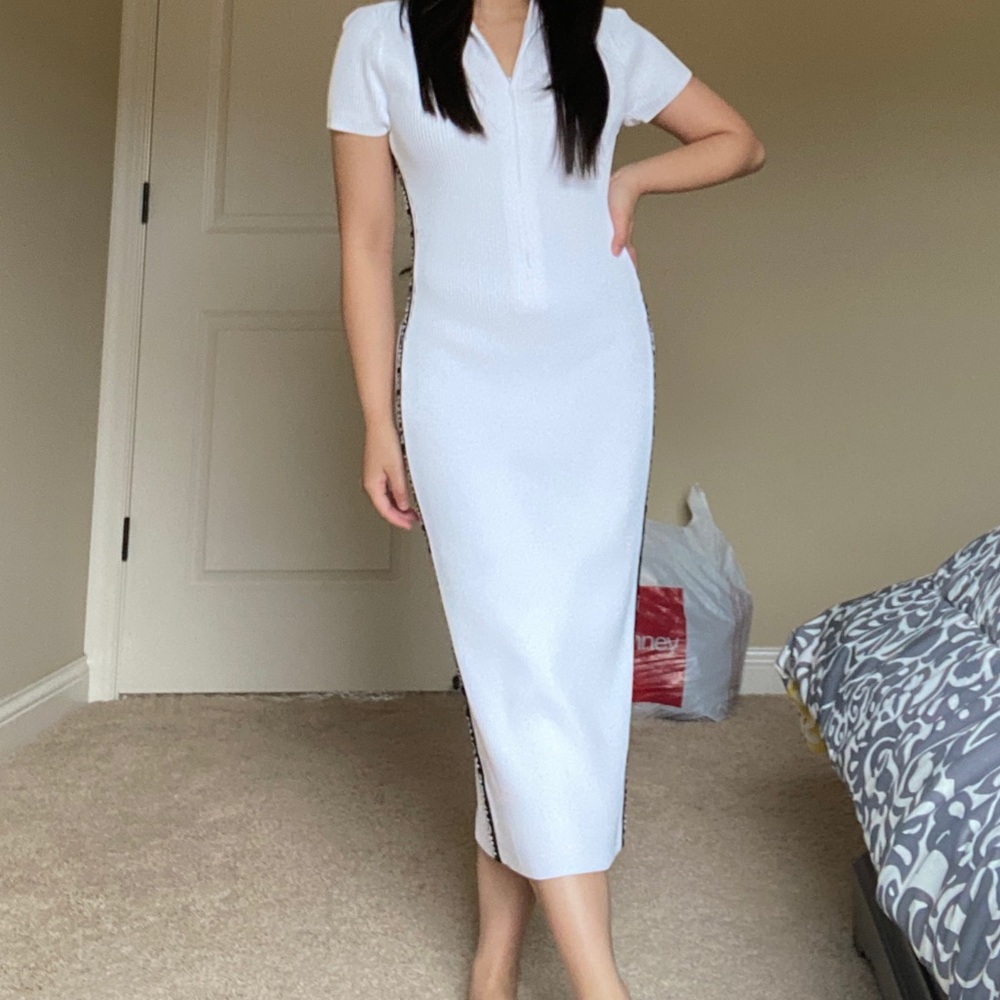 Michael Kors White Knit Ribbed Bodycon Dress